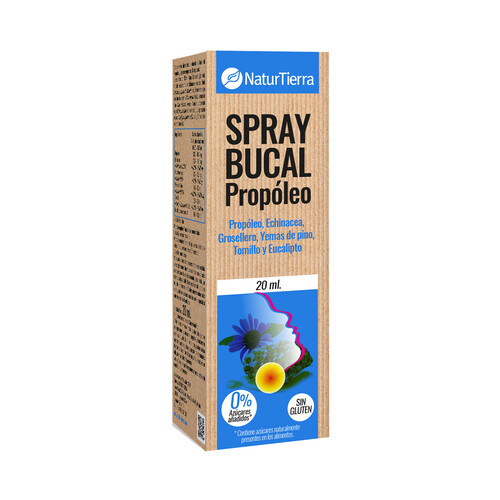 NATURTIERRA Spray bucal con propóleo,,sin gluten y sin azúcares añadidos 20 ml.