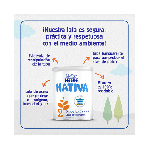 NATIVA 2 de Nestlé Leche (2) de continuación a partir de los 6 meses 800 g.