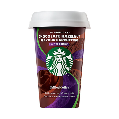 STARBUCKS Bebida de café cappuccino con un toque de chocolate y avellana 220 ml.