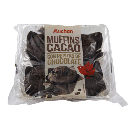 PRODUCTO ALCAMPO Muffins de cacao con pepitas de chocolate 4 x 75 g.