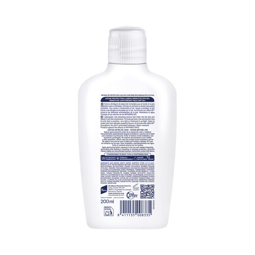 ECRAN Sunnique sensitive+ Leche solar protectora, para pieles sensibles con FPS 50+ (muy alto) 200 ml.