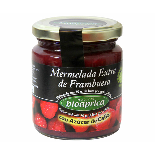 Mermelada de frambuesa con azúcar de caña, ecològico BIOAPRICA 275 g.