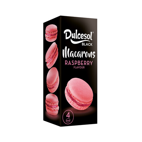 DULCESOL Macarons con sabor a frambuesa DULCESOL BLACK 4 uds. 80 gr,