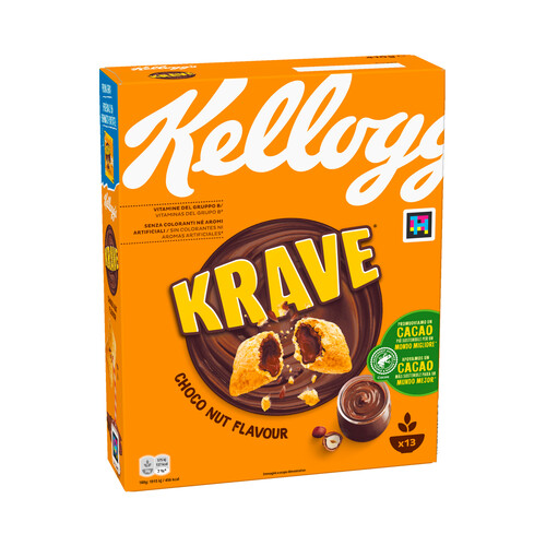 KELLOGG'S Krave Cereales sabor avellana rellenos de chocolate 410 g.