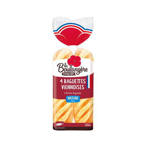 LA BOULANGÈRE Pan baguetes vienesas cortadas pack de 4 uds. 340 g.