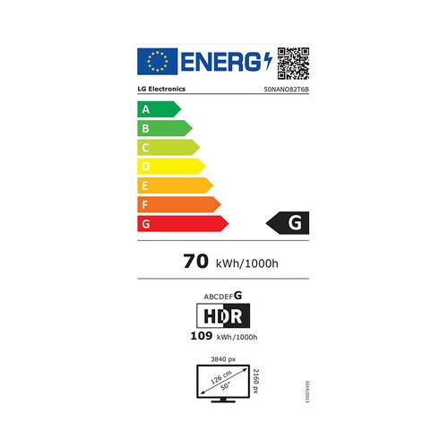 Televisión 127 cm (50) LG 50NANO82T NanoCell, 4K, SmartTV, WEBOS, HDMI, Bluetooth, color negro.