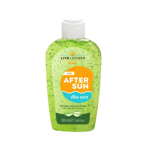 LIVE LONGER Sun After sun hidratante, calmante y refrescante con aloe vera 100 ml.