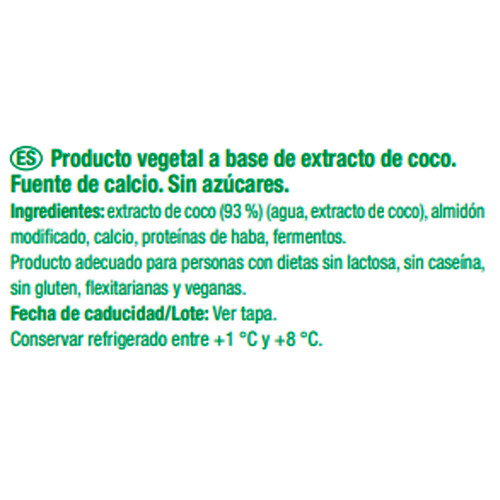 AUCHAN Yogur vegetal de coco cremoso natural sin azúcar añadida 150 g. Producto Alcampo.