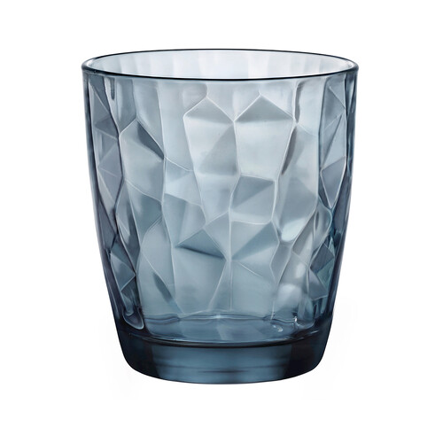 Vaso de vidrio color azul, 0,30 litros, Diamond BORMIOLI.