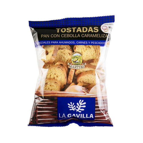 LA GAVILLA de Martiko Mini tostadas de pan con cebolla, especiales para ahumados 80 g.