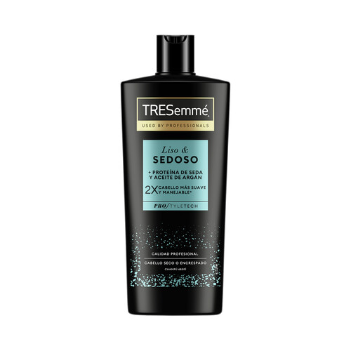 TRESEMMÉ Liso & sedoso Champú con proteína de seda y aceite de argán, para cabellos secos o encrespados 685 ml.