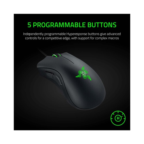 Ratón gaming  RAZER DeathAdder Essential, 6400 DPI, 5 botones programables.