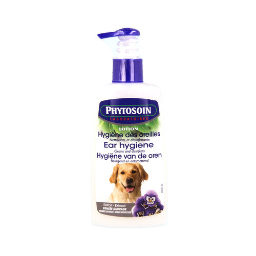 PHYTOSOIN Loción para limpiar y desinfectar las orejas de perro, 150 ml.