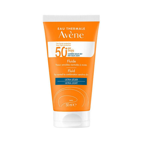 THERMALE AVÉNE Fluido solar facial con FPS 50+ (muy alta), para pieles normales, mixtas y sensibles 50 ml.