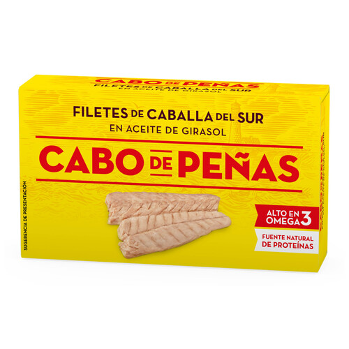 CABO DE PEÑAS Caballa del sur en aceite de girasol en filetes lata de 53 g.