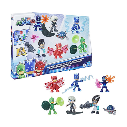 Pack con 6 héroes, villanos y accesorios, PJ MASKS.