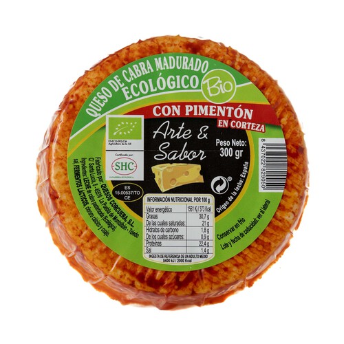 ARTE&SABOR Queso de cabra ecológico al pimentón ARTE Y SABOR 300 g.