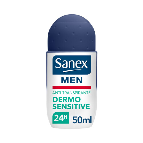 SANEX Desodorante roll on para hombre con protección anti transpirante de hasta 24 horas SANEX Men dermo sensitive 50 ml.