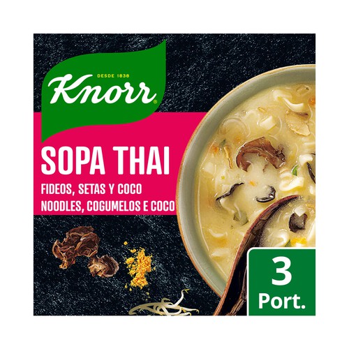 KNORR Las Exoticas Sopa Thai con fideos, setas y coco 69 g.