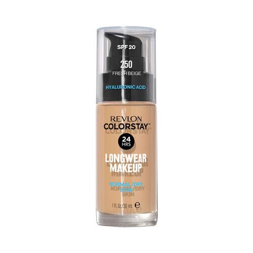 REVLON Colorstay Base de maquillaje líquida y de larga duración, para pieles normales a secas, tono 250 Fresh beige.