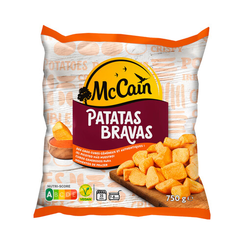 McCAIN Patatas cortadas en dados, prefritas y ultracongeladas, con salsa brava McCAIN 750 g.