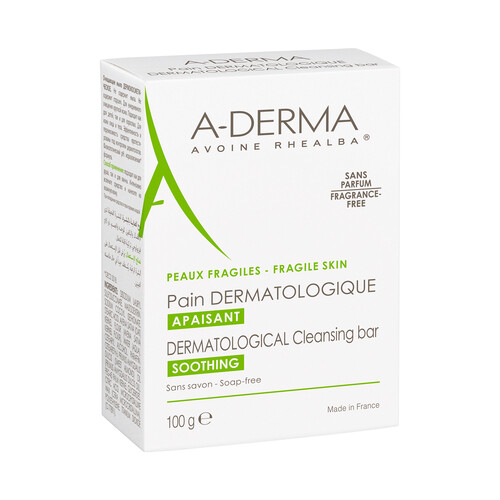 A.DERMA Pastilla dermatológica calmante, para pieles frágiles 100 g.