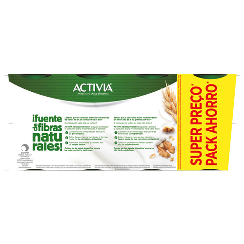 ACTIVIA de Danone Bífidus con avena y nueces 8 x 115 g.