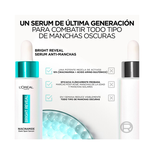 L´ORÉAL PARIS Bright reveal Sérum anti-manchas con Niacinamida 30 ml.