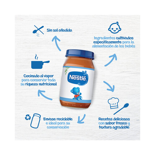 NESTLÉ Tarrito con pedazitos de espaguetis con pollo, a partir de 10 meses 190 g.