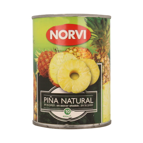 NORVI Piña natural en rodajas en su jugo sin azúcar añadido NORVI 340 g.
