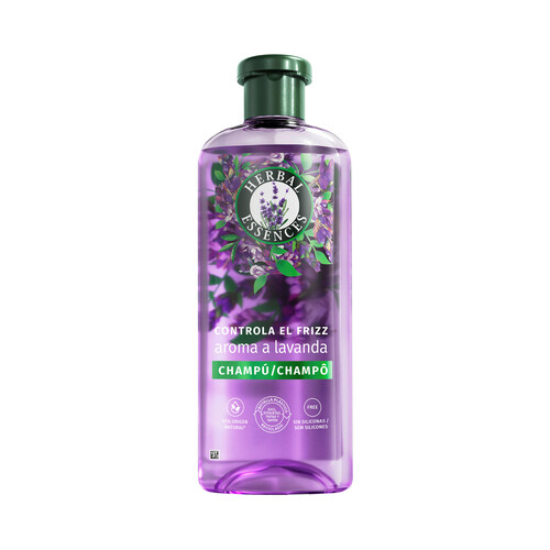 HERBAL ESSENCES Champú anti-encrespamiento con aroma a lavanda, para cabellos encrespados 350 ml.