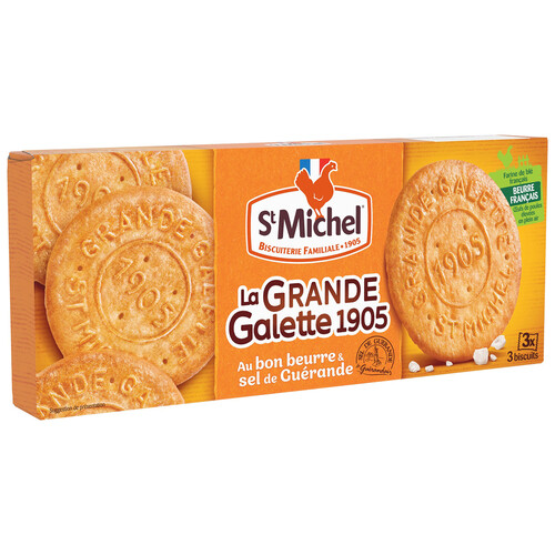 ST.MICHEL Galletas de mantequilla grandes galettes en paquetes individuales de 9 galletas 3 uds. 125 g.