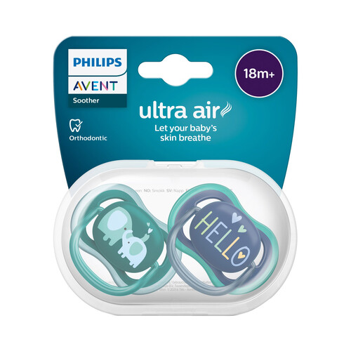 AVENT Ultra air de Philips Chupetes anatómicos de silicona para bebés de + 18 meses 2 uds.