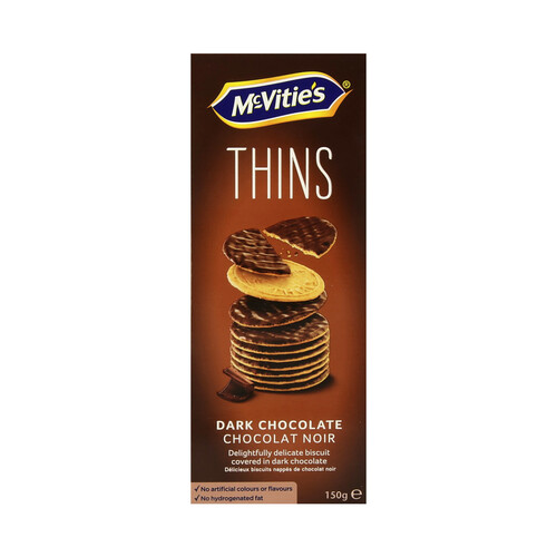Mc VITIE'S Thins Galletas digestive con chocolate negro 150 g.
