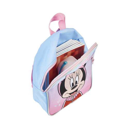 Mochila infantil MINNIE, color rosa y azul, ALCAMPO.