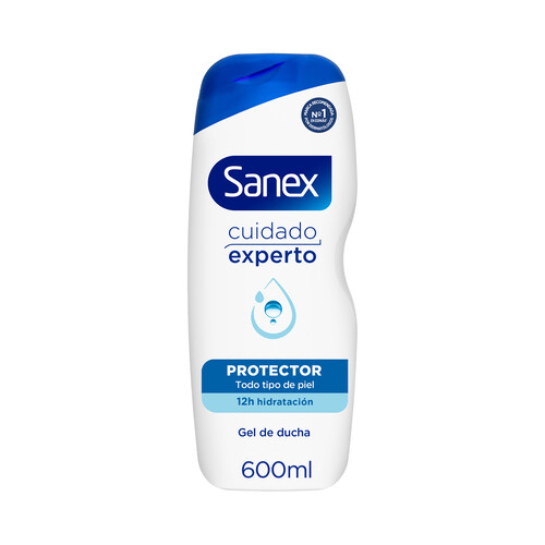 SANEX Cuidado experto Gel hidratante y protector para ducha o baño, para todo tipo de pieles 600 ml.