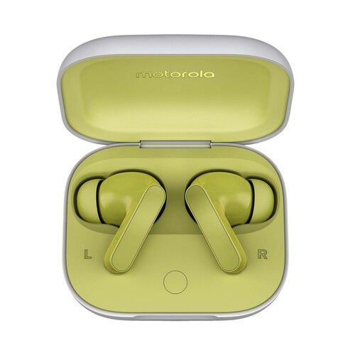 Auriculares Inalámbricos Bluetooth MOTOROLA Moto Buds Green PG38C05790, estuche cargador, 9h de autonomía. 