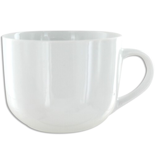 Taza o tazón bajo con asa, con capacidad de  475 mililitros, color blanco GSMD.