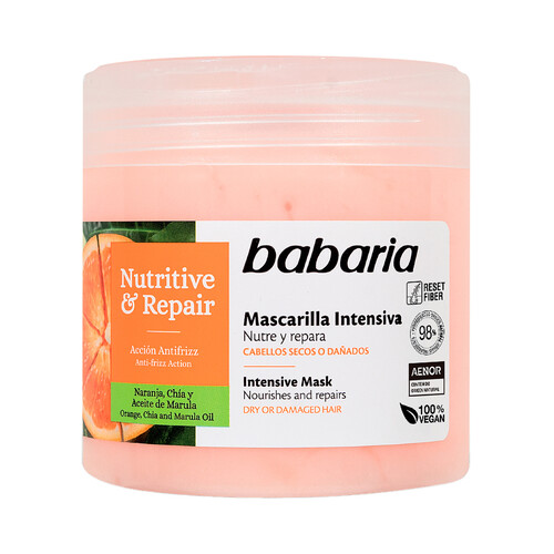 BABARIA Nutritive & repair Mascarilla capilar intensiva, para cabellos secos o dañados 400 ml.