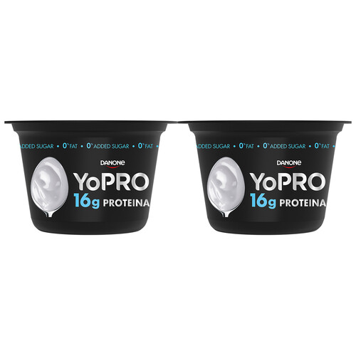 YOPRO de Danone Leche fermentada con proteínas y sin azúcares añadidos ni grasa 2 x 80 g.