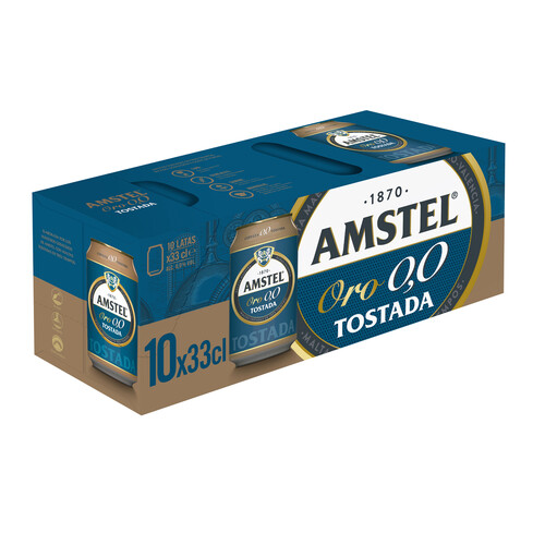 AMSTEL ORO Cerveza alcohol   0,0 % tostada pack 10 uds. x 33 cl.