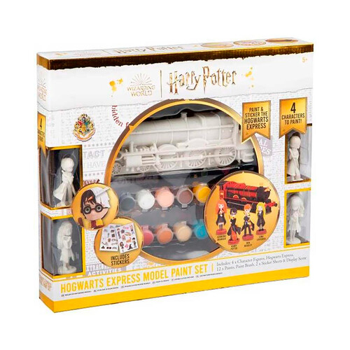 Set del tren de Harry Potter para pintar, incluye colores y figuras, +5 años.