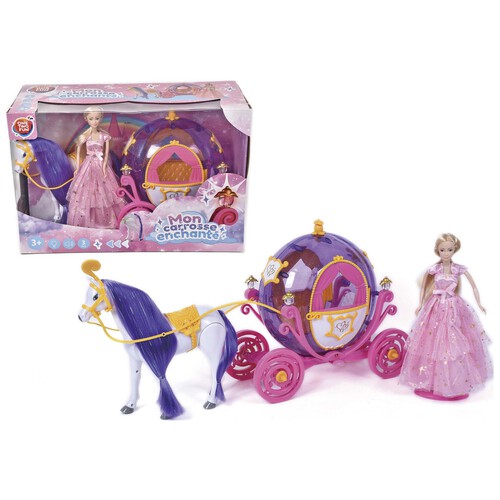 Carroza Princesa Con Muñeca y Caballo Caminante ONE TWO FUN ALCAMPO