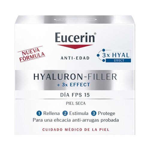 EUCERIN Crema antiedad de día con factor de protección 15, especial pieles secas EUCERIN Hyaluron filler 50 ml.