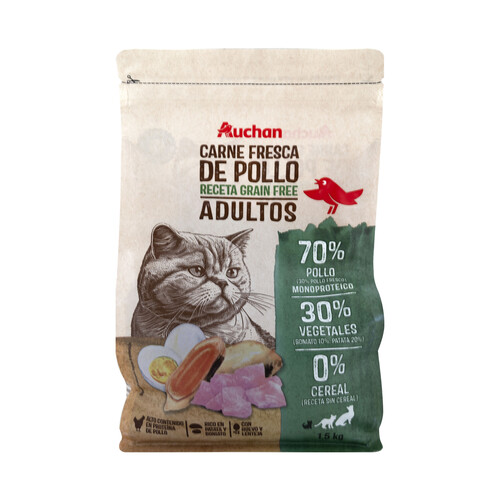 PRODUCTO ALCAMPO Grain free Alimento completo para gatos adultos a base de pollo 1.5 kg.