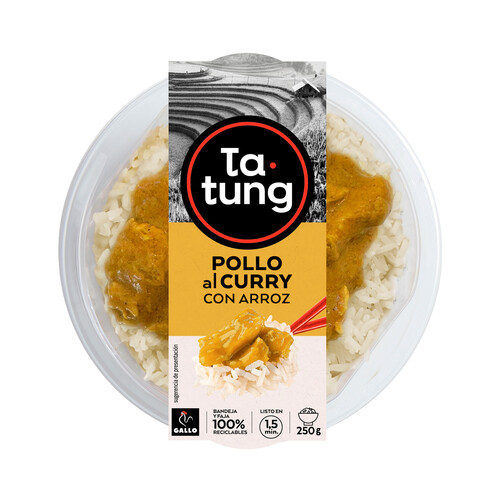 TA-TUNG Pollo al curry con arroz, listo para calentar y comer 250 g.