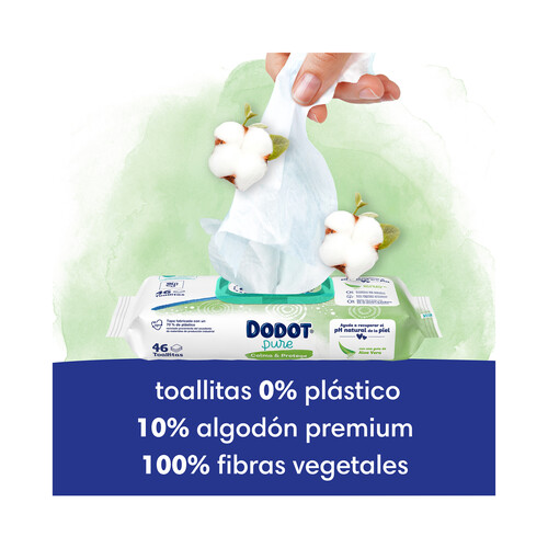 DODOT Pure calma & protege Toallitas húmedas para bebé con aloe vera 46 uds.