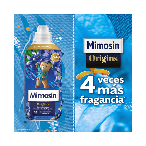 MIMOSIN Origins Suavizante concentrado con aroma a bergamota salvaje 900 ml, 50 lavados.