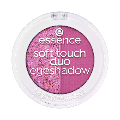 ESSENCE Soft touch tono 02 Berry crush Sombra de ojos duo (acabado brillante y mate) en tonos malva.