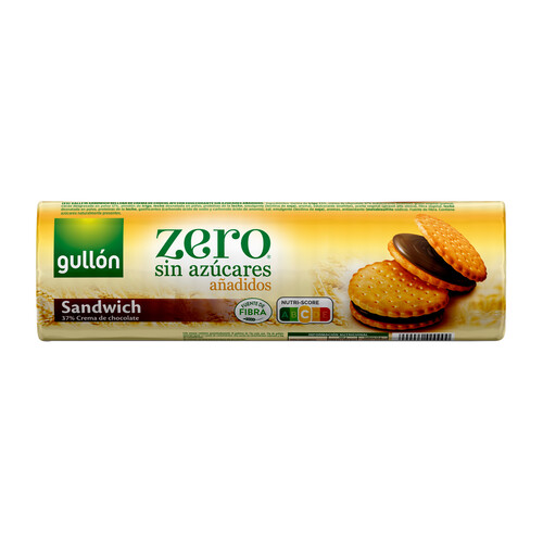 GULLÓN Zero Galleta sándwich rellena de crema de chocolate sin azúcares añadidos 250 g.